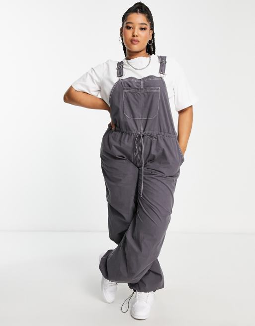 ASOS DESIGN Curve parachute overalls in charcoal ASOS