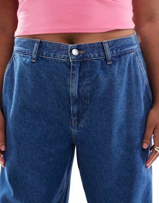 ASOS DESIGN Curve parallel jean with turn up in clean mid blue, 5 of 5
