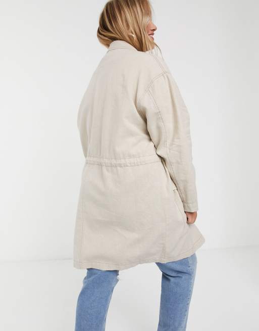 ASOS DESIGN Curve - Parka ampio in lino con quattro tasche, 2 di 4