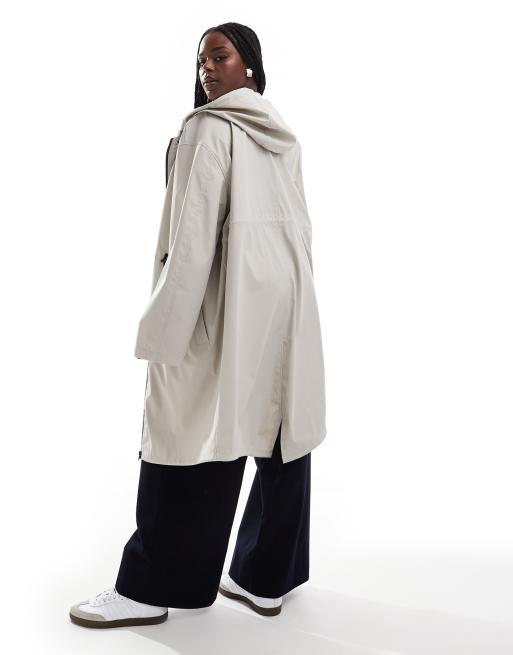 ASOS DESIGN Curve - Parka gommato neutro taglio lungo con coulisse, 2 di 4