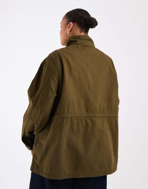 ASOS DESIGN Curve - Parka in cotone kaki con quattro tasche, 4 di 4