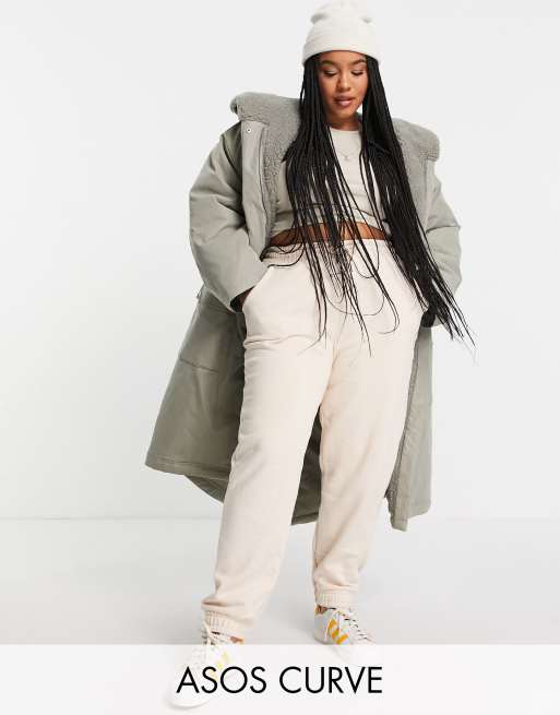 ASOS DESIGN Curve - Parka in watervalmodel in kaki
