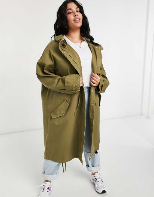 ASOS DESIGN Curve - Parka met lange pasvorm in kaki, 4 van 4