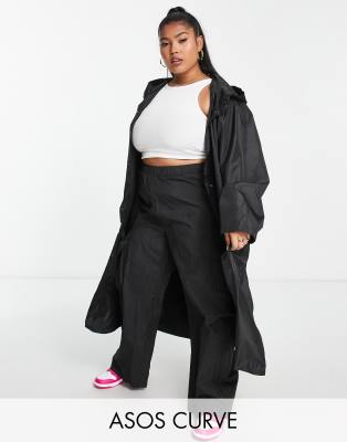 ASOS DESIGN Curve - Parka oversize imperméable - Noir