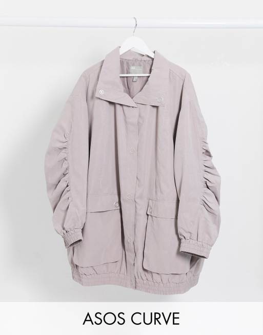 ASOS DESIGN Curve - Parka oversize lilla con maniche voluminose 