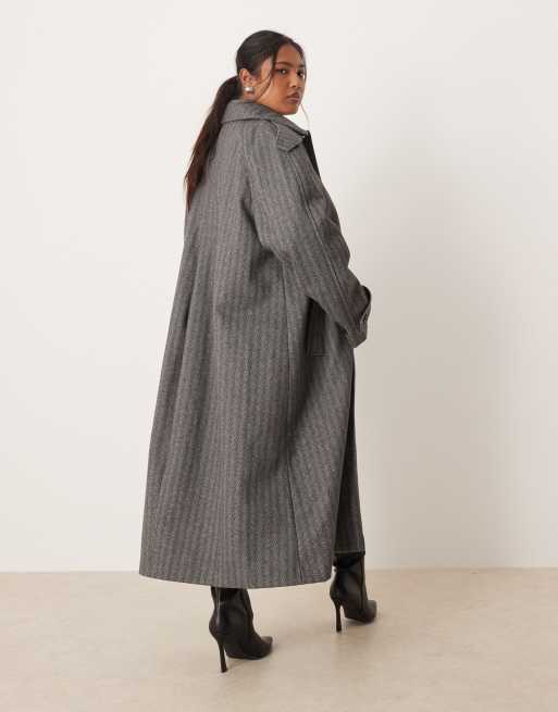 ASOS DESIGN Curve – Płaszcz w jodełkę o wydłużonym fasonie, 2 z 4