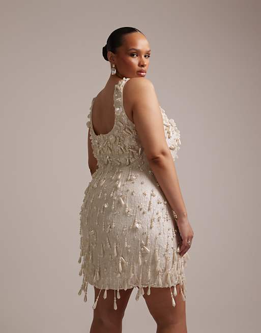 ivory mini dress Everly in corset adding support to your party Ivory Lace Mini Dress with