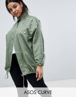 asos design pearl embellished jacket