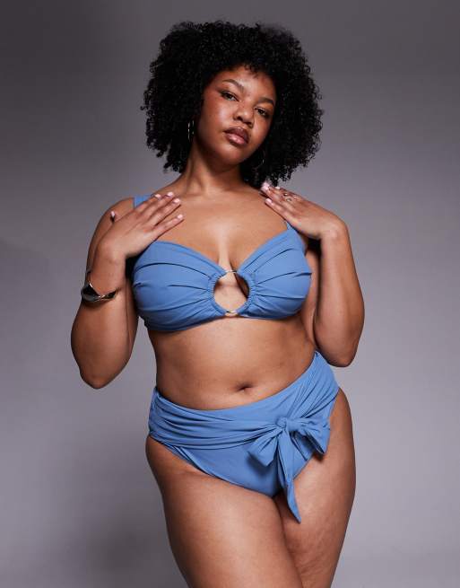 ASOS DESIGN Curve – Penelope – Szaroniebieskie bikini z zakładkami, 3 z 3