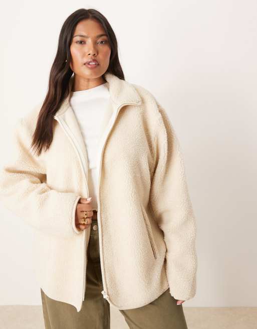 ASOS DESIGN Curve - Pile borg color crema con zip