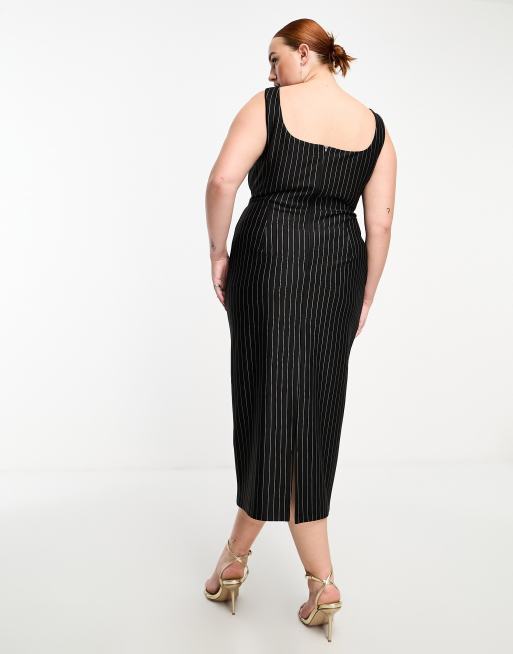 ASOS DESIGN curve pinstripe pinafore midi dress