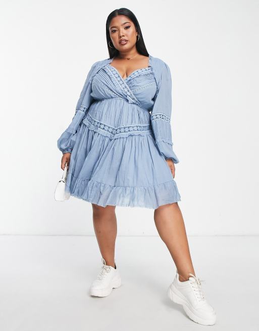 Dusty blue best sale dress plus size