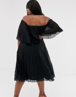Asos design pleated bandeau midi dress with double layer cheap