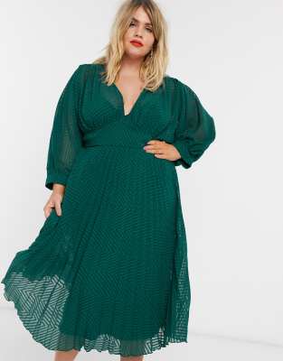 asos green pleated dress