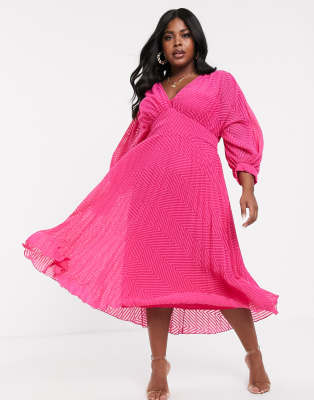 chevron pleated midi dress