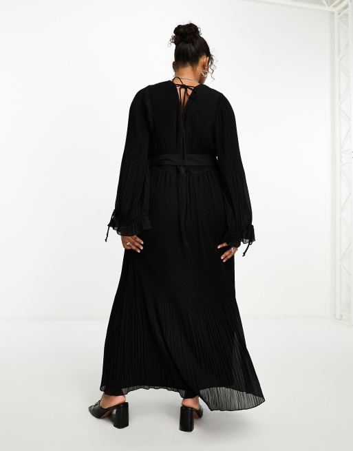 black midi dress with belt Short Sleeve Belt Detail Midi Dress Black