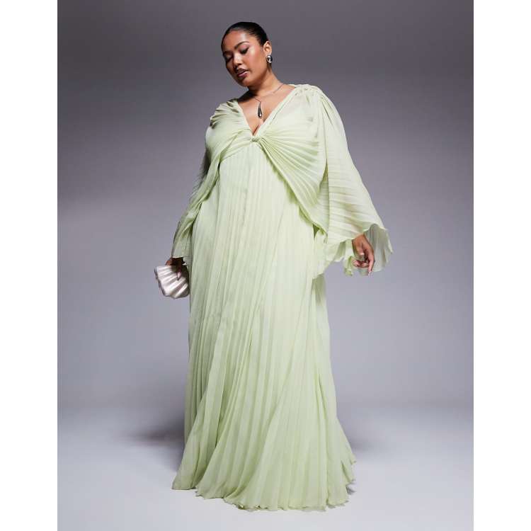 slim fit dress slacks ASOS DESIGN High Neck Pleated Chevron Dobby Midi Dress With Puff Sleeve In  Forest Green main image 1