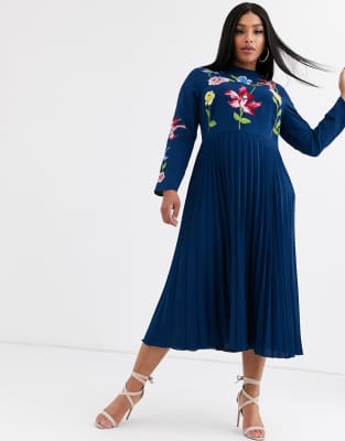 asos midi embroidered dress