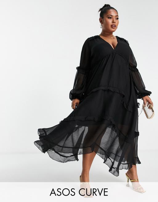 Asos curve 2024 black dress