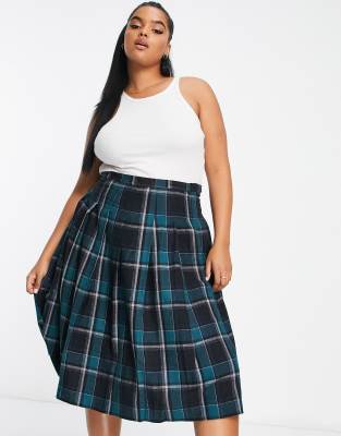 curve pleated midi skirt