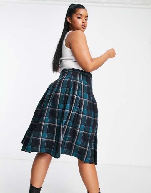 Buy plaid midi clearance skirt