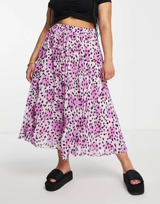 Topshop petite pleated midi skirt cheap in leopard print