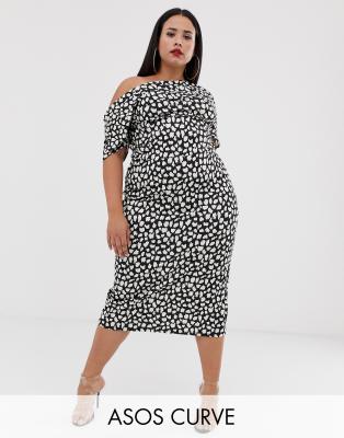 asos pleated shoulder pencil dress