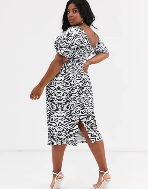 Asos design pleated shoulder pencil dress sale