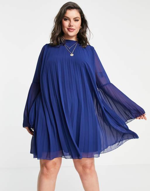 Asos pleated trapeze mini dress sale