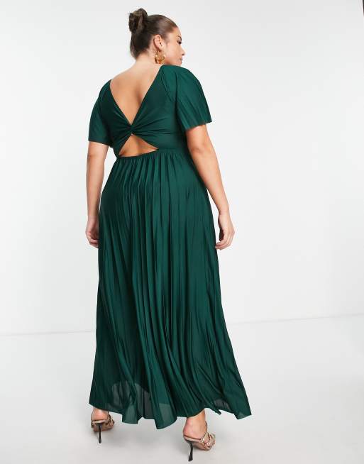 Asos design curve kimono deals pleated maxi skater dress