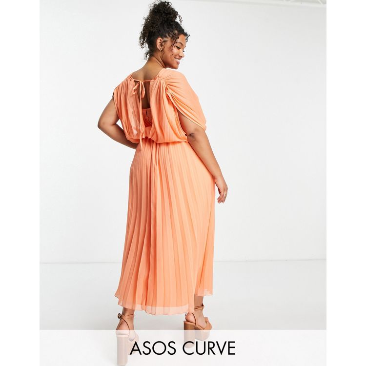 Asos Curve Curve Blouson Wrap Midi Dress With Pleated Skirt, $56
