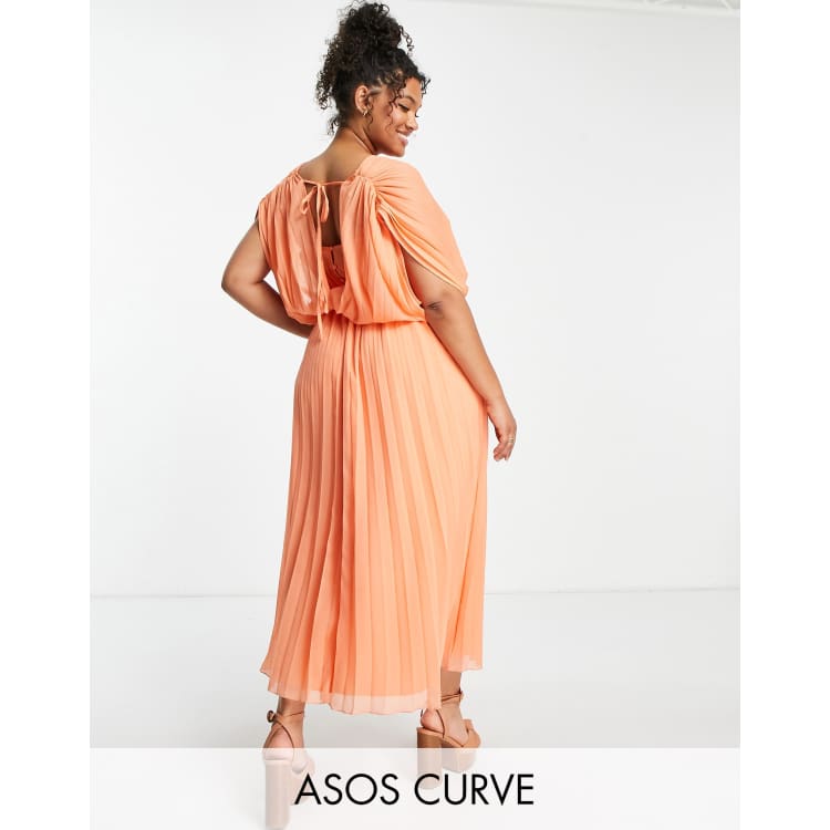 Asos orange pleated dress top