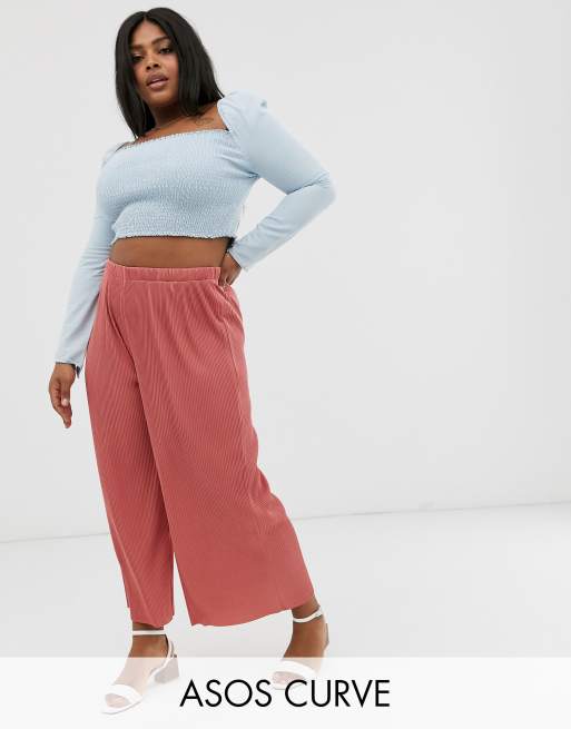 ASOS DESIGN Curve plisse culotte trousers