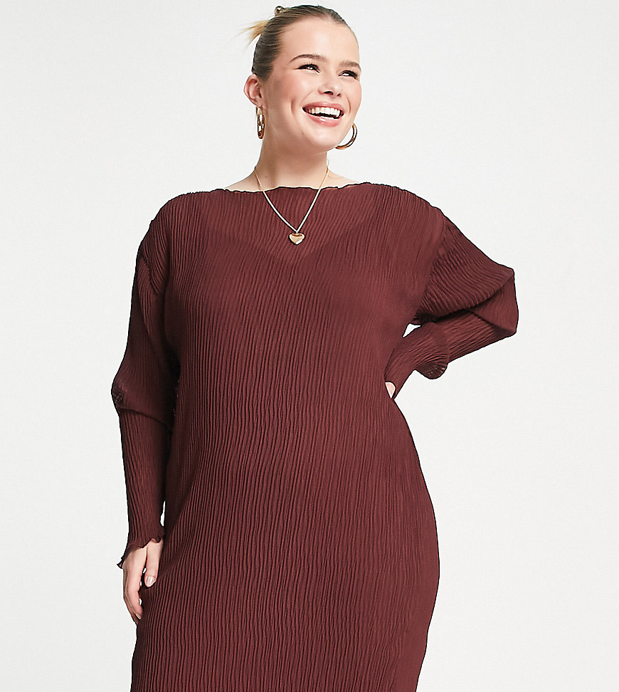 Plus-size dress by ASOS DESIGN We see this dress in your future Boat neck Long sleeves Regular fit