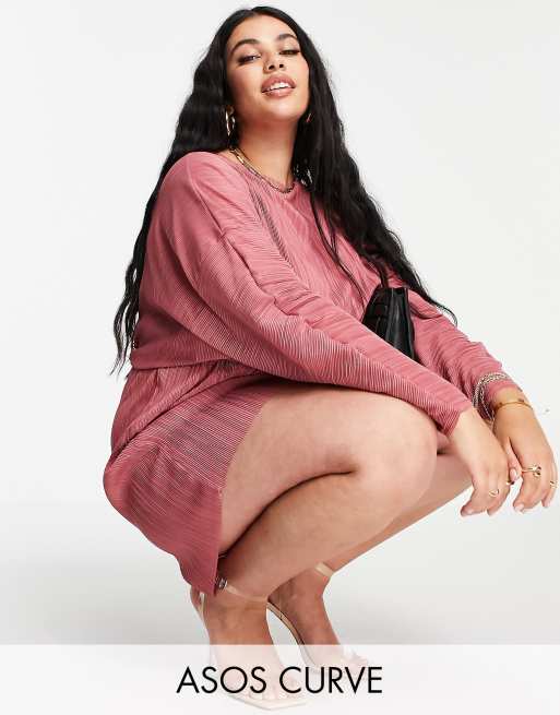 ASOS DESIGN curve plisse playsuit in pink