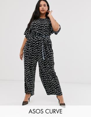 polka dot jumpsuit black and white