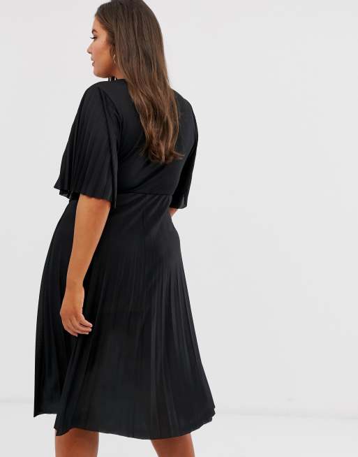 ASOS DESIGN Curve – Plisserad midiklänning i kimonomodell med snurrad detalj, 2 av 4