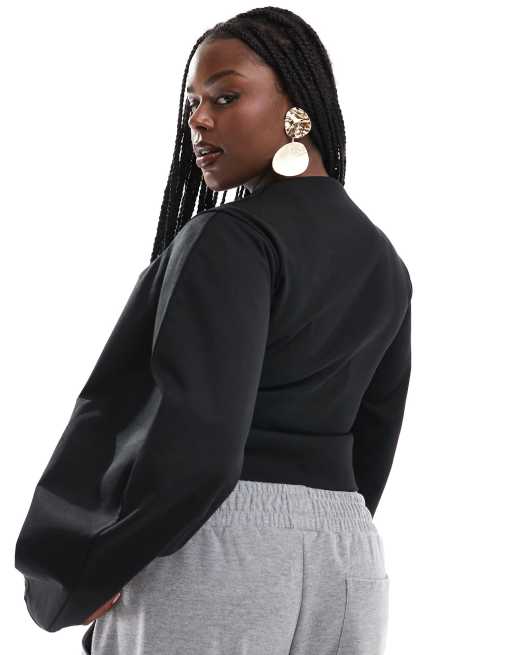 ASOS DESIGN Curve plunge cocoon sleeve scuba-style fabric