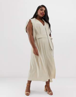 plunging neckline maxi dress with sleeves