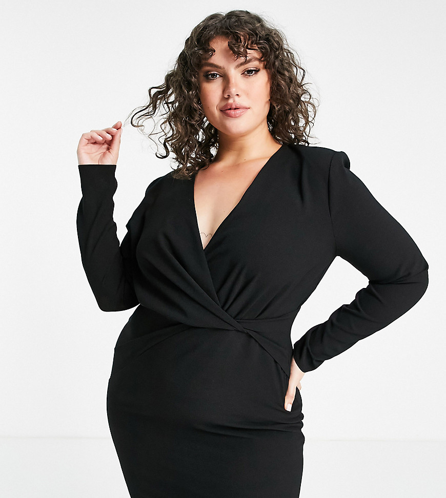 Mini dress by ASOS DESIGN This dress deserves a night out V-neck Long sleeves Twist front detail Button-keyhole back Zip-back fastening Slim fit