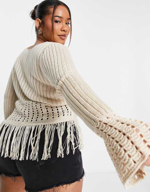 Fringe hem sweater sale