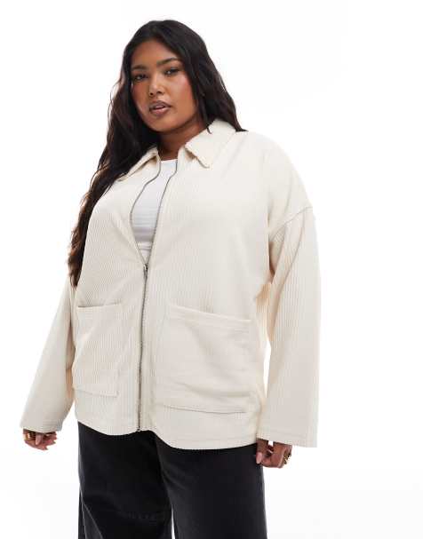 ASOS DESIGN Curve - Polaire en imitation peau de mouton à col et fermeture éclair - Crème - view 1