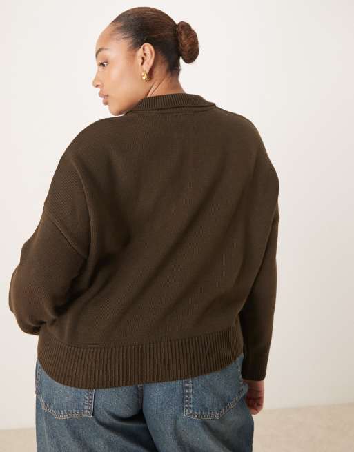 ASOS DESIGN Curve - Polo en maille - Chocolat, 2 de 4