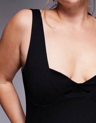 Asos Curve Asos Design Curve Polyamide Scoop Neck Bodysuit In Black