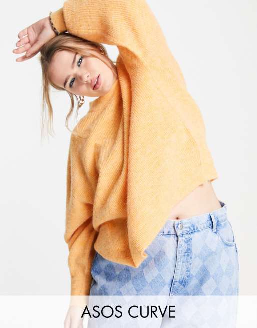 ASOS DESIGN Curve – Pomarańczowy sweter z okrągłym dekoltem z puszystej przędzy