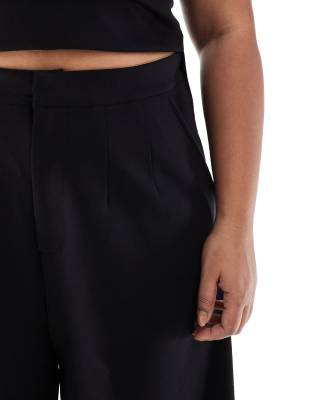 Asos Curve Asos Design Curve Ponte Barrel Leg Pants In Black