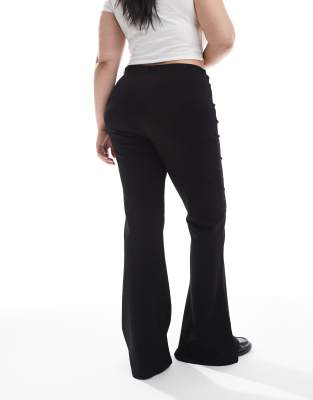 Asos Curve Asos Design Curve Ponte Flare Pants With Pintuck Detail In Black