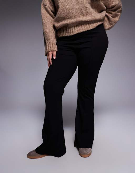 ASOS DESIGN Curve ponte flare pants with pintuck detail in black