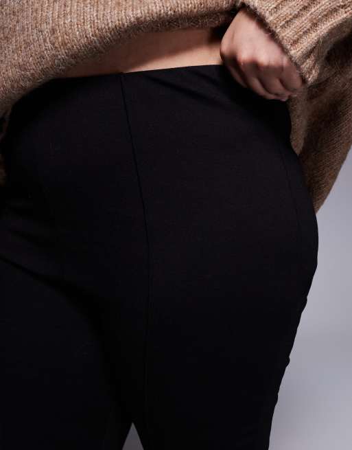 ASOS DESIGN Curve ponte flare pants with pintuck detail in black, 5 of 5