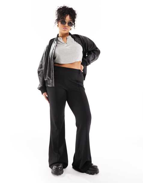 Only Curve Carpever high waist flare pants in black